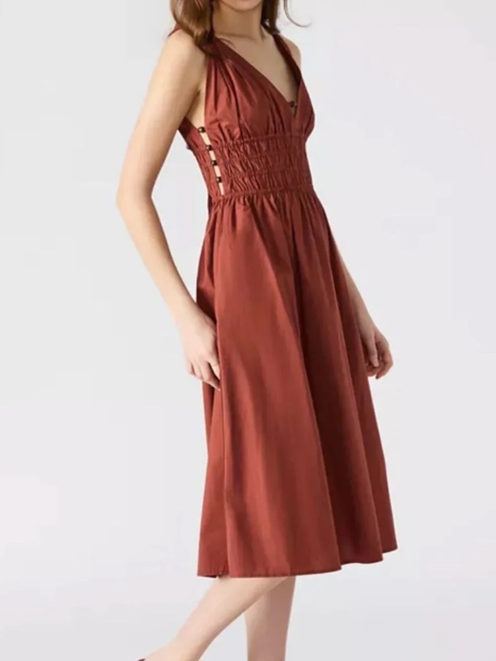 Steve Madden Rust Red V-Neck Midi Dress